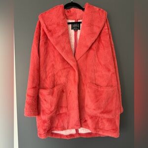 Anthropologie Vibrant Coral Teddy Jacket